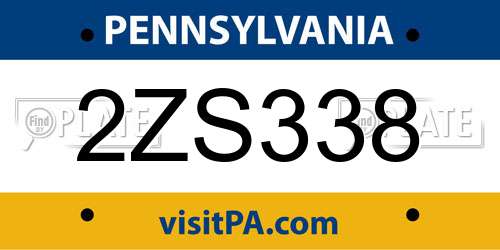 2ZS338 Pennsylvania License Plate