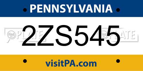 2ZS545 Pennsylvania License Plate
