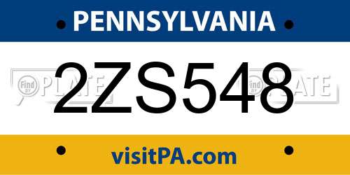 2ZS548 Pennsylvania License Plate
