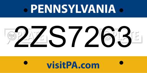 2ZS7263 Pennsylvania License Plate