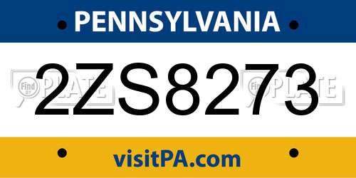 2ZS8273 Pennsylvania License Plate