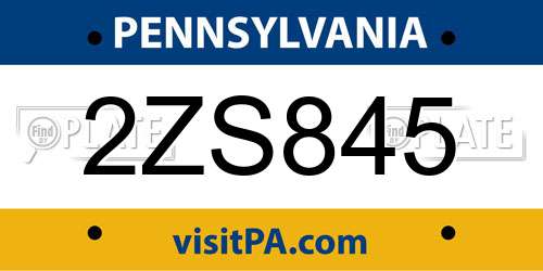 2ZS845 Pennsylvania License Plate