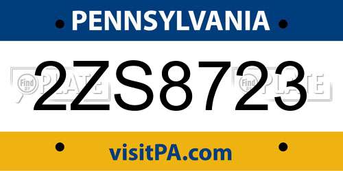 2ZS8723 Pennsylvania License Plate