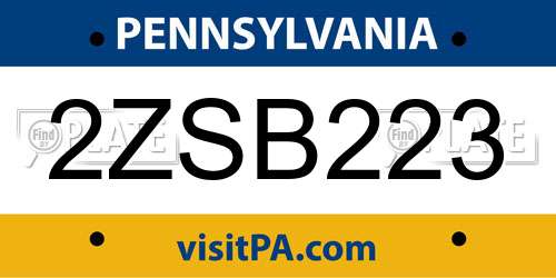 2ZSB223 Pennsylvania License Plate