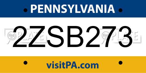 2ZSB273 Pennsylvania License Plate