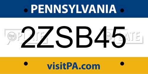 2ZSB45 Pennsylvania License Plate