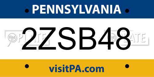 2ZSB48 Pennsylvania License Plate