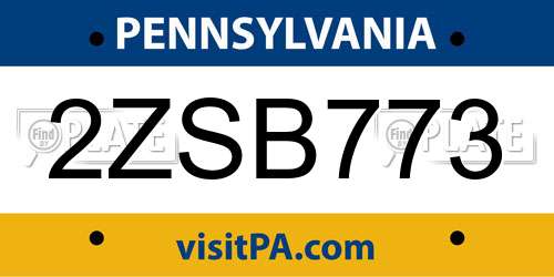 2ZSB773 Pennsylvania License Plate