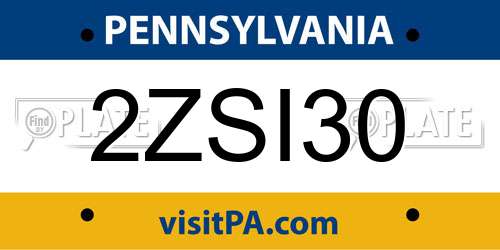 2ZSI30 Pennsylvania License Plate