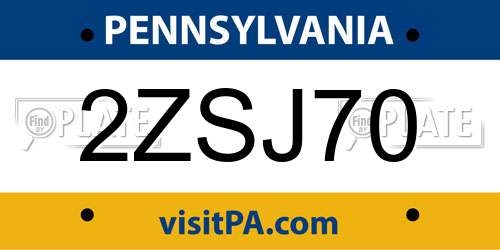 2ZSJ70 Pennsylvania License Plate