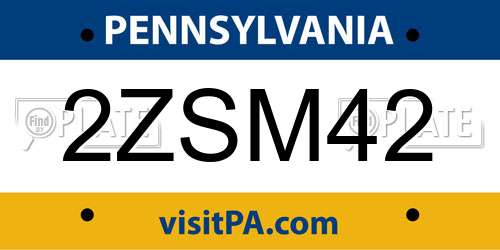 2ZSM42 Pennsylvania License Plate