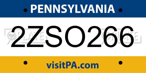2ZSO266 Pennsylvania License Plate