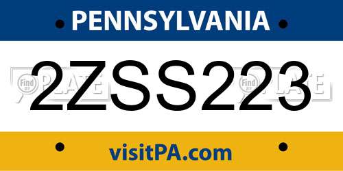 2ZSS223 Pennsylvania License Plate
