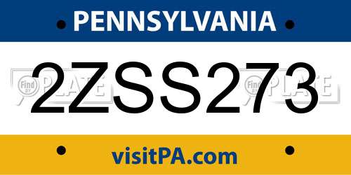 2ZSS273 Pennsylvania License Plate