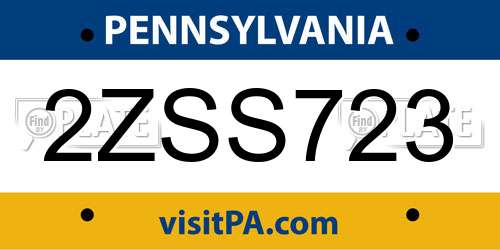 2ZSS723 Pennsylvania License Plate