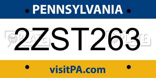 2ZST263 Pennsylvania License Plate