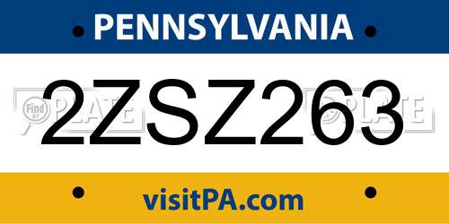 2ZSZ263 Pennsylvania License Plate