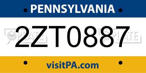 2ZT0887 Pennsylvania License Plate