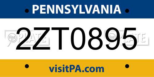 2ZT0895 Pennsylvania License Plate