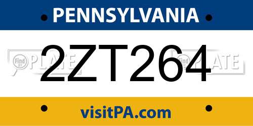 2ZT264 Pennsylvania License Plate