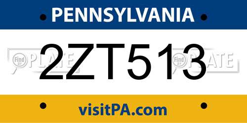 2ZT513 Pennsylvania License Plate