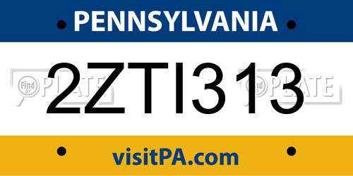 2ZTI313 Pennsylvania License Plate
