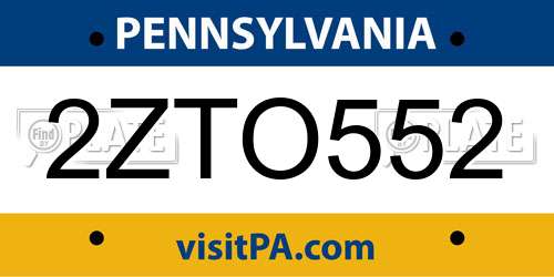 2ZTO552 Pennsylvania License Plate