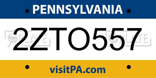 2ZTO557 Pennsylvania License Plate