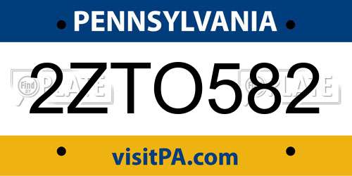 2ZTO582 Pennsylvania License Plate