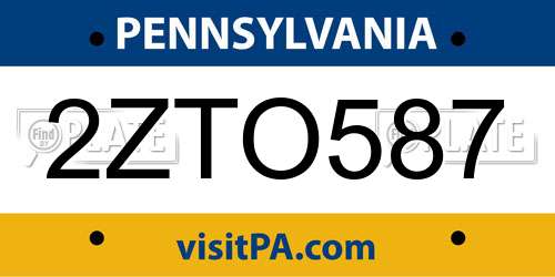 2ZTO587 Pennsylvania License Plate