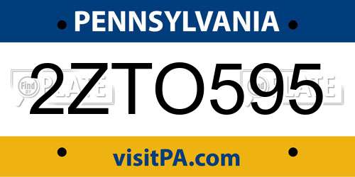 2ZTO595 Pennsylvania License Plate