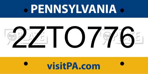 2ZTO776 Pennsylvania License Plate