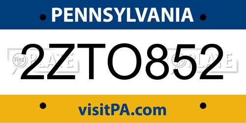 2ZTO852 Pennsylvania License Plate