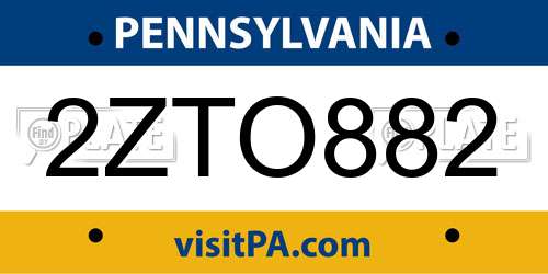 2ZTO882 Pennsylvania License Plate