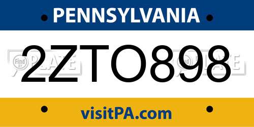 2ZTO898 Pennsylvania License Plate