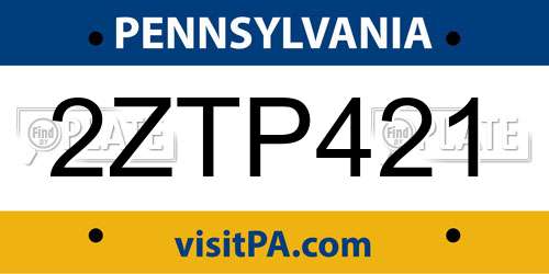 2ZTP421 Pennsylvania License Plate