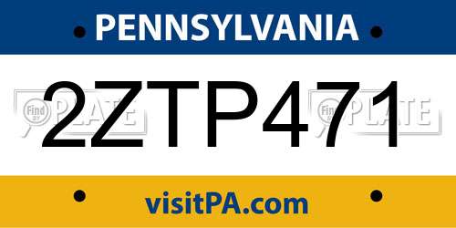 2ZTP471 Pennsylvania License Plate