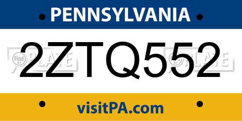2ZTQ552 Pennsylvania License Plate
