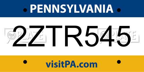 2ZTR545 Pennsylvania License Plate