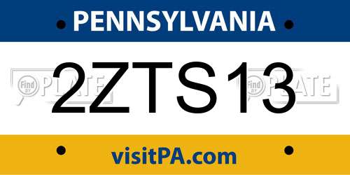 2ZTS13 Pennsylvania License Plate