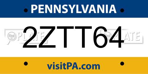 2ZTT64 Pennsylvania License Plate