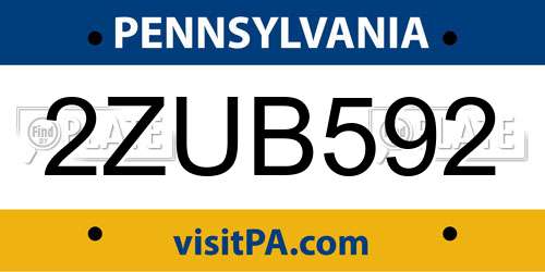 2ZUB592 Pennsylvania License Plate