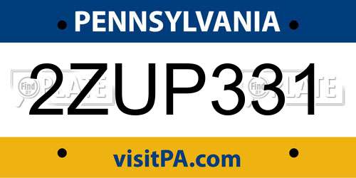 2ZUP331 Pennsylvania License Plate