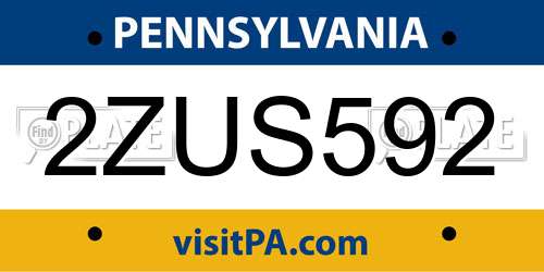 2ZUS592 Pennsylvania License Plate