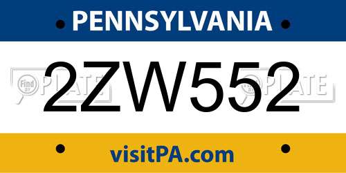 2ZW552 Pennsylvania License Plate