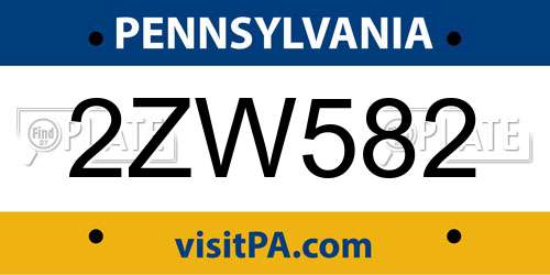 2ZW582 Pennsylvania License Plate