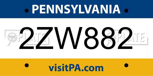 2ZW882 Pennsylvania License Plate