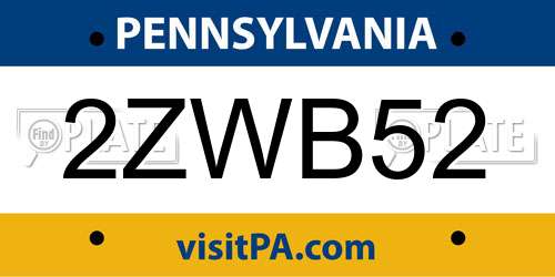 2ZWB52 Pennsylvania License Plate