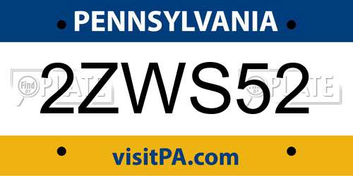 2ZWS52 Pennsylvania License Plate