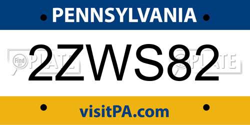 2ZWS82 Pennsylvania License Plate